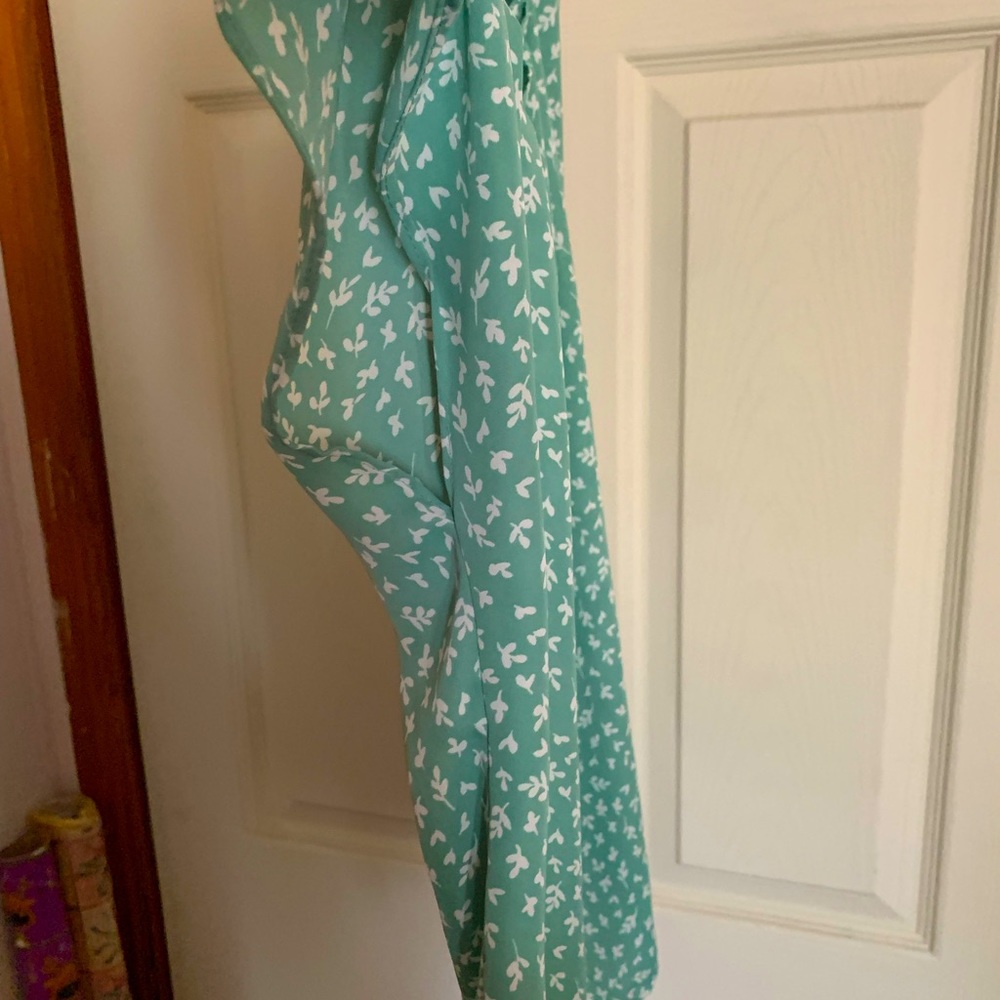 Lauren Conrad Teal Floral Blouse